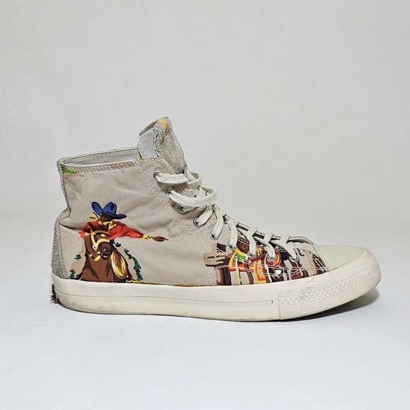High-Top Sneakers with Cowboy Print